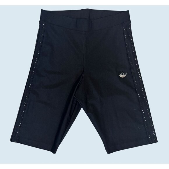 ADIDAS Black Embellished Biker Shorts Size Medium - Picture 2 of 7